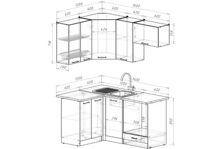 Кухонный гарнитур Антика мега прайм, 120х160 см 